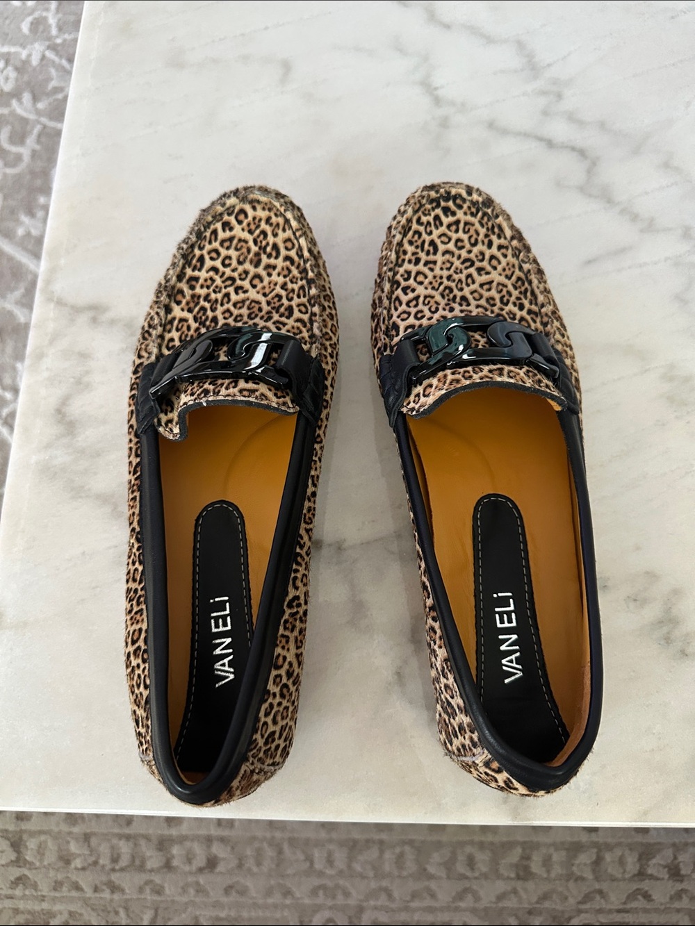 Vaneli Leopard Print Loafers with Black Trim